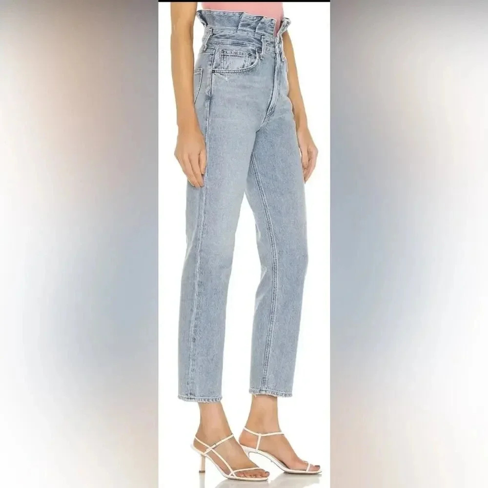 AGOLDE Lettuce Waist Wide Leg Jeans Revival Light Wash Size 30 - Picture 3 of 11